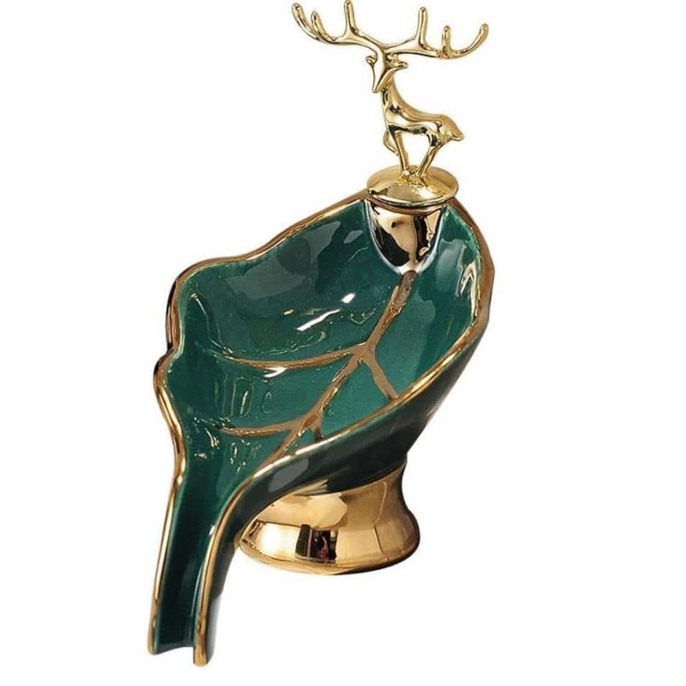 1-Piece Leaf Shaped Self-Draining Soap Dish Holder for Bathroom and Kitchen