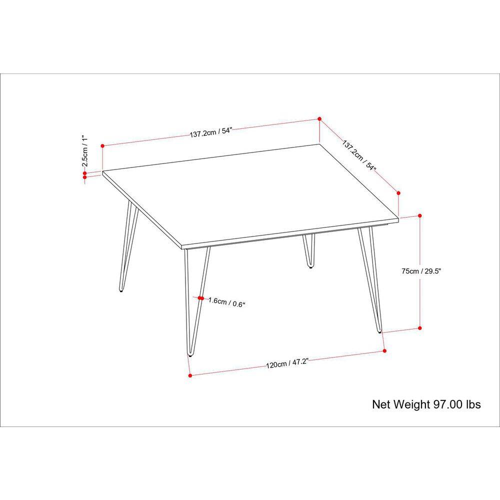 Hunter Square 54" Solid Mango Wood Dining Table in Natural