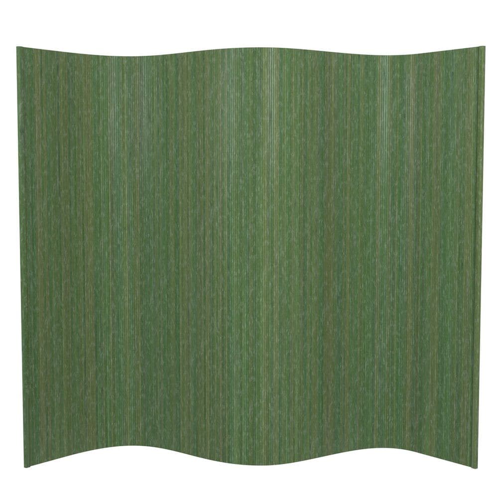 RED LANTERN Bamboo Wave 72.25 in. Distressed Green Room Divider BF-75 ...