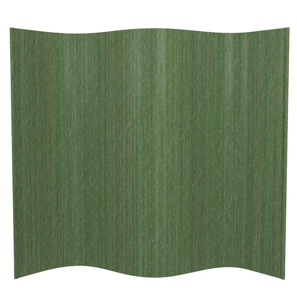 Bamboo Wave 72.25 in. Distressed Green Room Divider