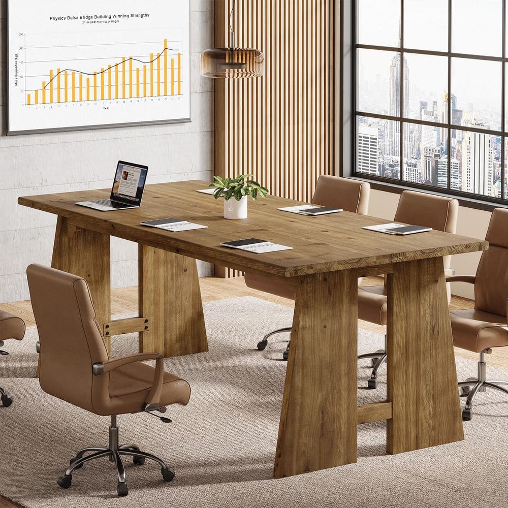 71 in. Rectangular Brown Solid Wood Large Computer Desk for Home Office, 6 ft. Conference Table for 4 to 6 People price history on PriceWatchPro