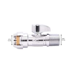 1/2 in. Push-to-Connect x 1/2 in. MIP Chrome-Plated Brass Quarter-Turn Straight Stop Valve