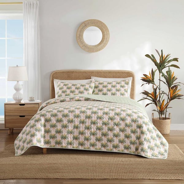 Tommy Bahama Santiago 3-Piece Pink King Cotton Quilt Set