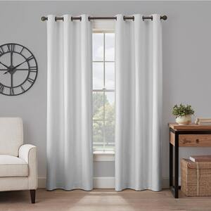 Gabriella Light Grey Heathered Solid Polyester 40 in. W x 95 in. L 100% Blackout Single Grommet Top Curtain Panel