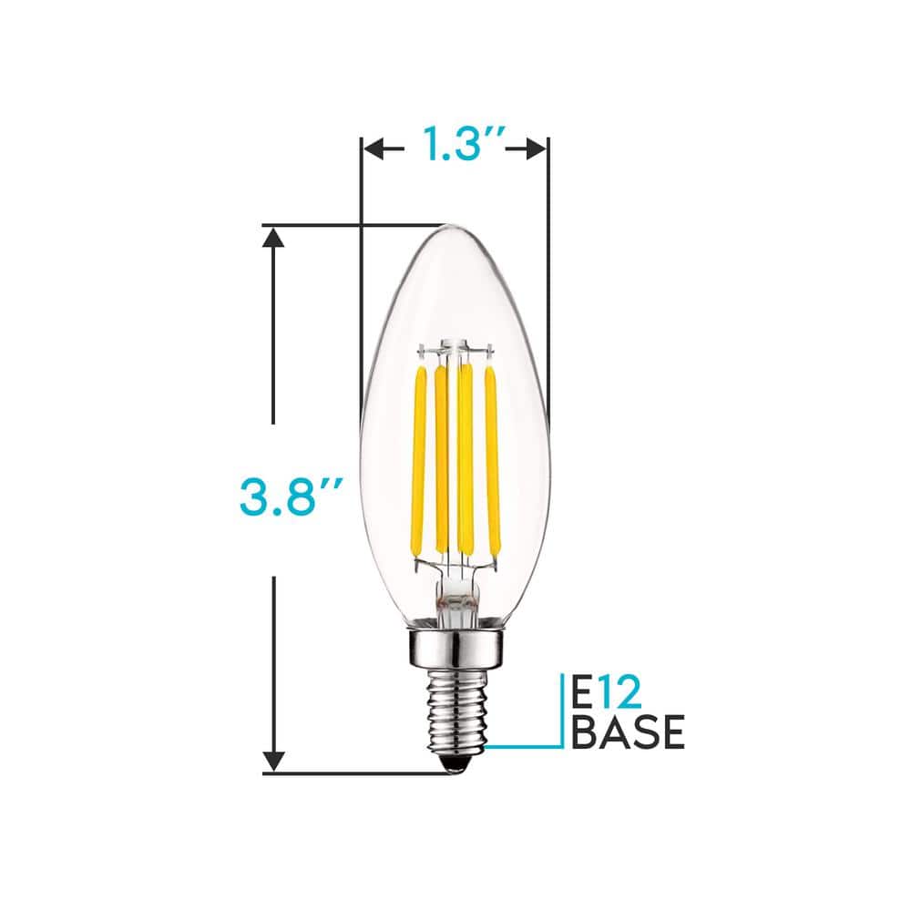 Clear Dimmable LED Candelabra Bulbs with E12 Base, 6-Pack