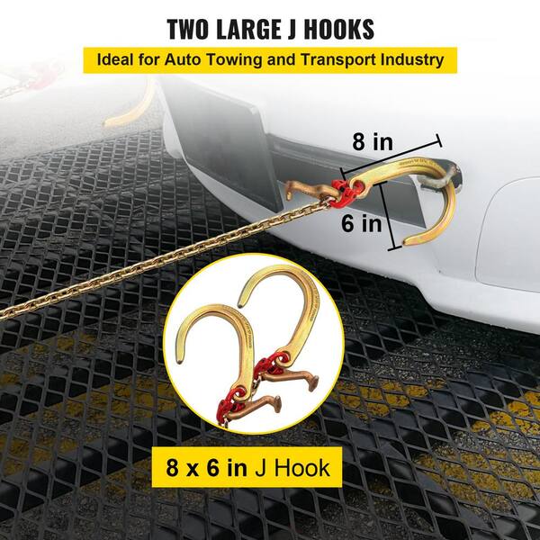 VEVOR Tow Chain Bridle 2 ft x 5/16 in. G80 J Hook Transport Chain