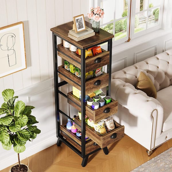 Bachel Brown 5 Shelf Wood 11.81 in. W Baker's Rack for Kitchen and Living Room