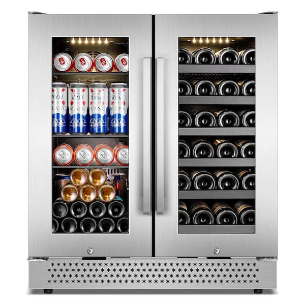 Lanbo 70 Can 33 Bottle Dual Zone Under Counter Wine Refrigerator and  Beverage Cooler 30 inch Width