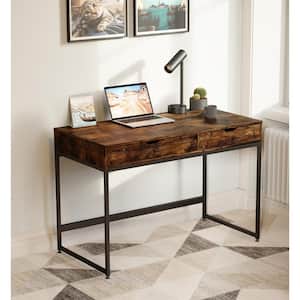 43.31 in. Rustic Brown Computer Desk with 2-Drawers