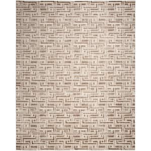 Serenity Home Mocha Ivory 8 ft. x 10 ft. Geometric Transitional Area Rug