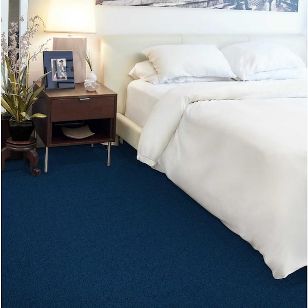 Feather Nautical Blue 12 ft. 54 oz. Wool Texture Carpet - Installation Required