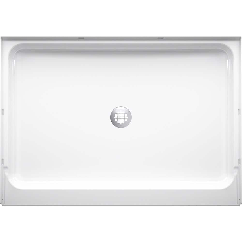 White High Gloss Vikrell 48-Inch Shower Base with Center Drain