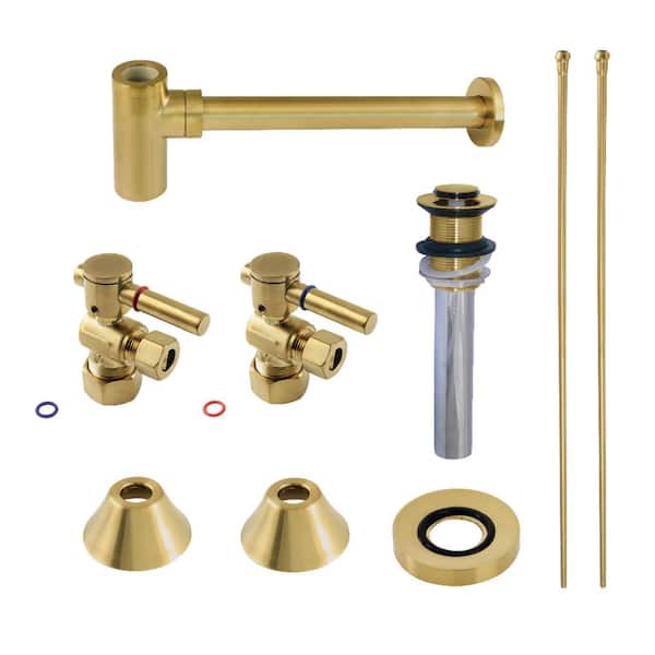 Kingston Brass Trimscape Bathroom Plumbing Trim Kits with Bottle Trap and Drain in Brushed Brass