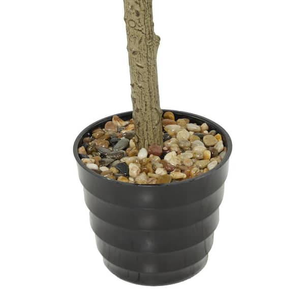 Litton Lane 55 in. H Indoor Outdoor Dracaena Artificial Plant with Realistic Leaves and Round Fluted Pot