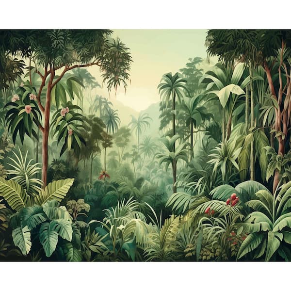 19.7 in. x 0.025 in. Green Woods and Forests Origin Murals Jungle Trees Green Wall Mural