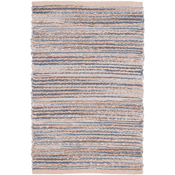 Cape Cod 2 ft. x 4 ft. Blue Striped Solid Color Area Rug