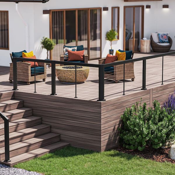 Elevation Aluminum 45° x 42 in. Matte Black Corner Post for Cable Railing System