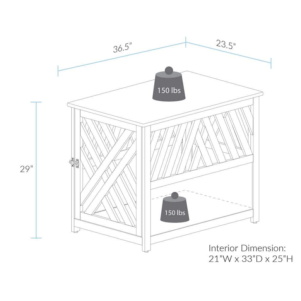 Espresso Pine Wood Lattice Pet Crate End Table