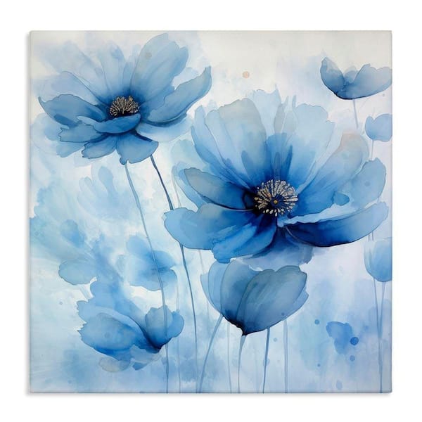 Mystical Blue Poppies by Irena Orlov Unframed Nature Graphic Art Print 30 in. x 30 in.