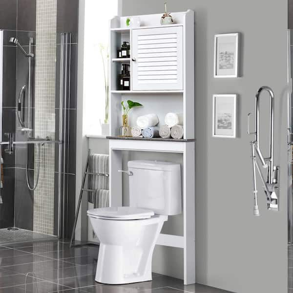 Costway 23.5 in. W x 68.5 in. H x 7.5 in. D White Over-the-Toilet Storage  QD-614-A73 - The Home Depot