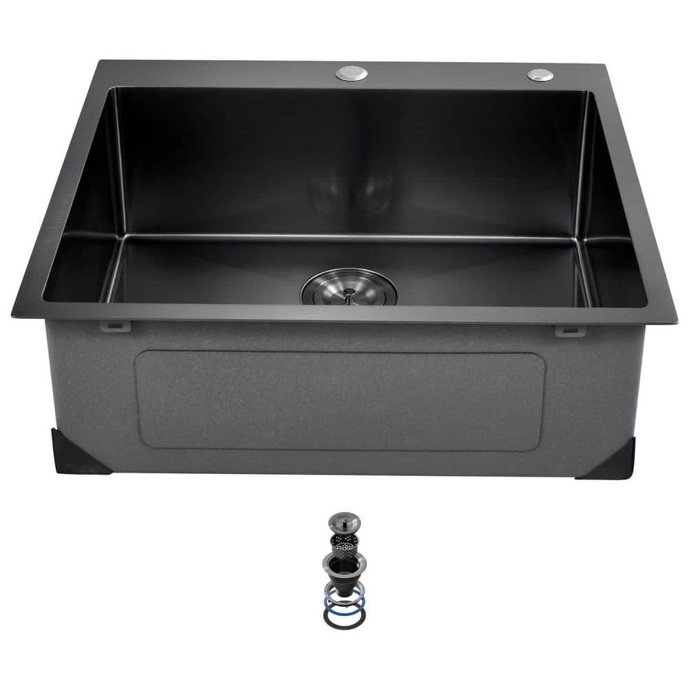25 in. Kitchen Sink Workstation, 304 Stainless Steel Top Mount, Drop-In Single Bowl Farmhouse Basin with Accessories price history on PriceWatchPro