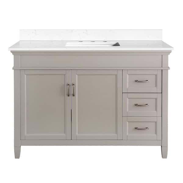 Home Decorators Collection Ashburn 49 in. W x 22 in. D Bath Vanity in Grey with Cala White Engineered Stone Top DR
