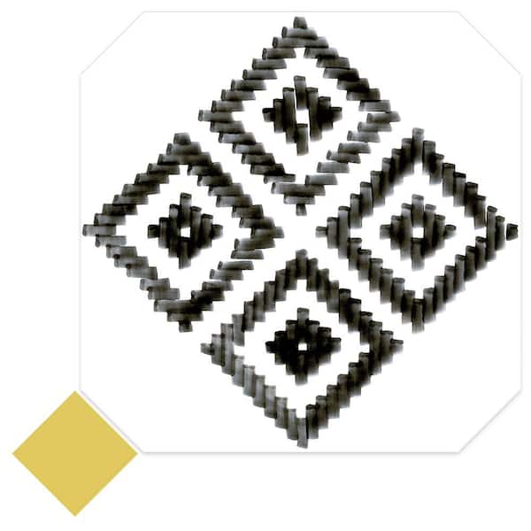 Vaudeville Octagon Deco Sombra with Taco Lima 8 in. x 8 in. Porcelain Floor and Wall Take Home Tile Sample