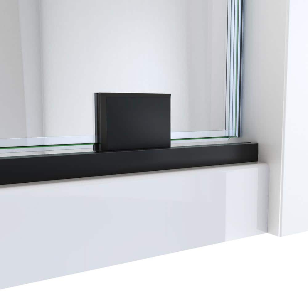 Mirage-X Matte Black Frameless Sliding Shower Door with Clear Glass