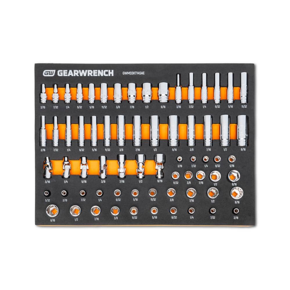 GEARWRENCH ¼ in. Drive SAE Standard and Deep, Mid Length Flex and Low