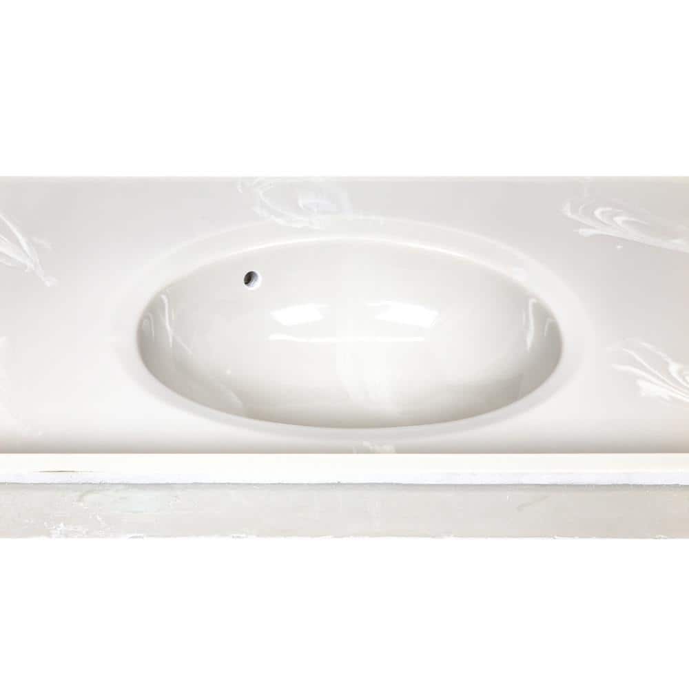 Ivory Swirl Cultured Marble Vanity Top with Integrated Sink