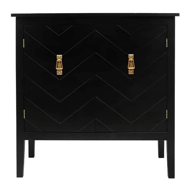 Anky 31.5 in. W x 15.75 in. D x 31.5 in. H Black MDF Freestanding Bathroom Linen Cabinet in Black