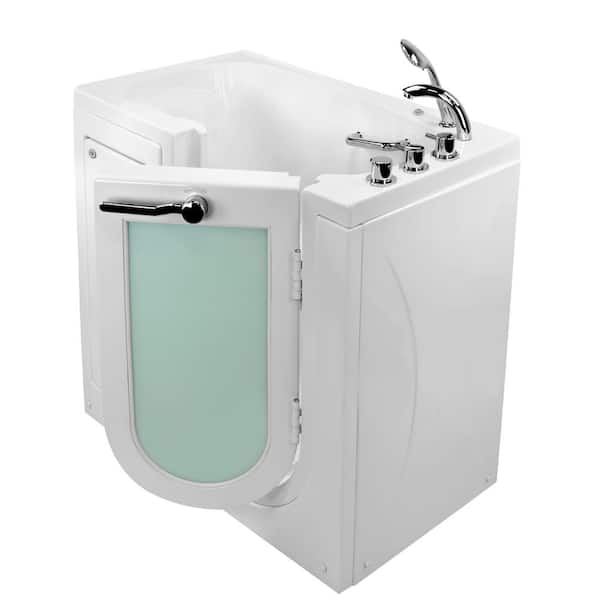 Ella Mobile 45 in. Walk-In MicroBubble Air Bath Bathtub in White with RH Outward Swing Door, Heated Seat,Faucet,RH Dual Drain