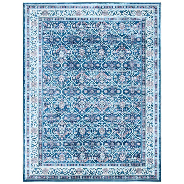 SAFAVIEH Brentwood Navy/Red 9 ft. x 12 ft. Geometric Floral Border Area Rug