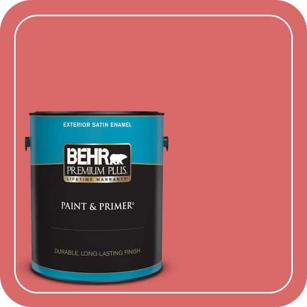 BEHR PREMIUM PLUS 1 gal. #160B-6 Coral Expression Satin Enamel Exterior Paint & Primer