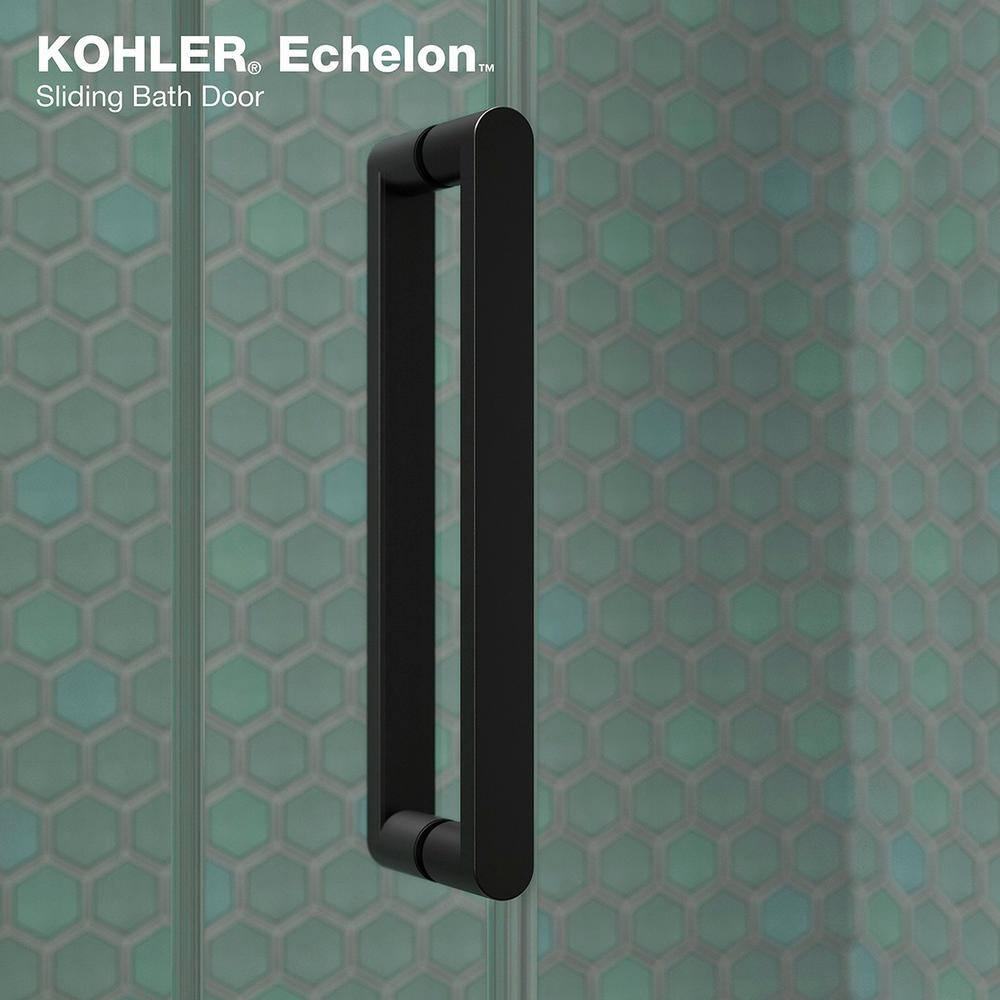 Matte Black Frameless Sliding Shower Door with Clear Glass