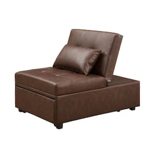 Brooks 76 in. Chestnut Brown Faux Leather Twin Size Sofa Bed