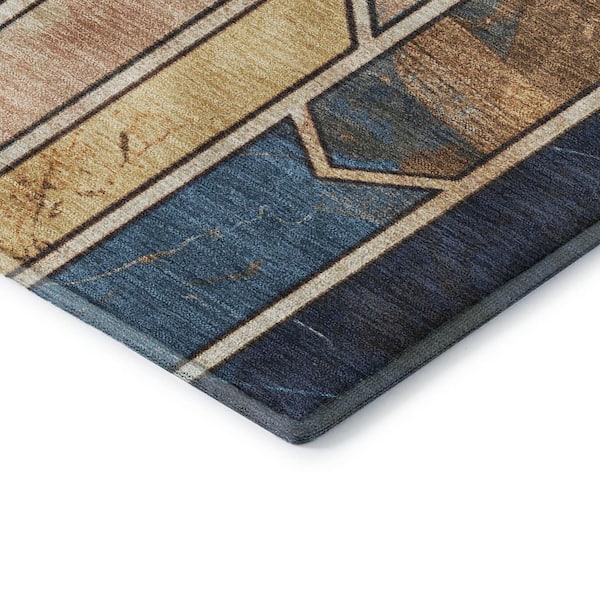Mayfield Premium Machine Washable Abstract AMF2176 Blue 10 ft. x 14 ft. Area Rug