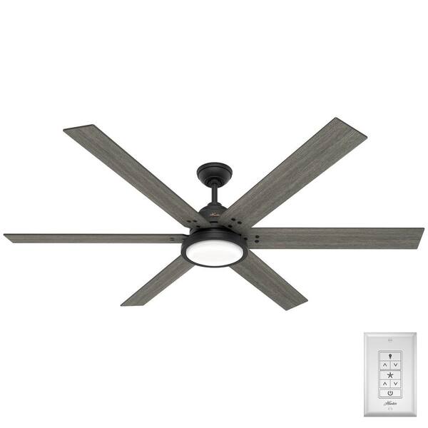 Hunter Warrant 70 In Integrated Led Indoor Matte Black Ceiling Fan With Light Kit And Wall Switch 51473 The