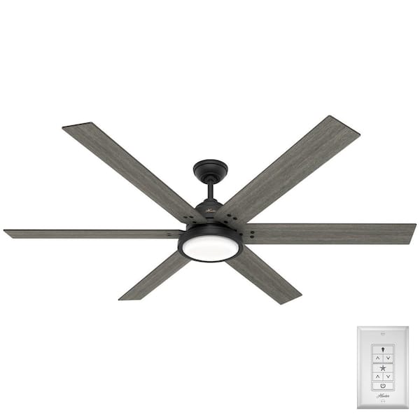 Hunter Warrant 70 in. Integrated LED Indoor Matte Black Ceiling Fan with Light Kit and Wall Switch
