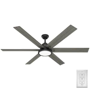 Warrant 70 in. Integrated LED Indoor Matte Black Ceiling Fan with Light Kit and Wall Switch