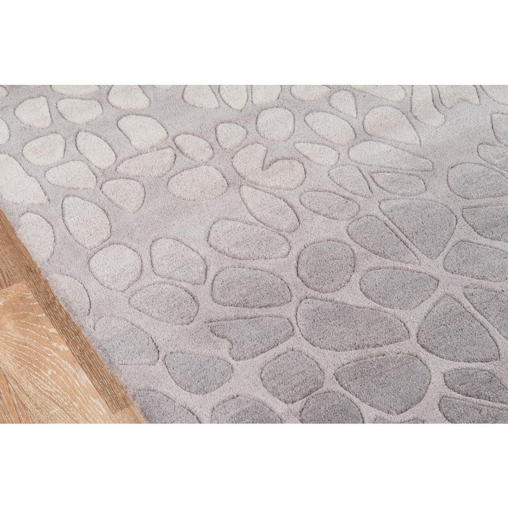 Silver Geometric Hand-Tufted Wool 8' x 10' Area Rug