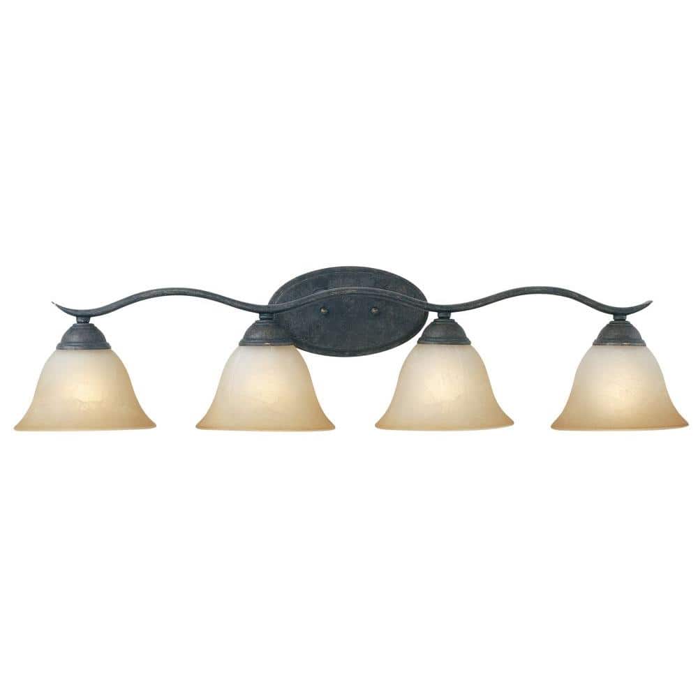 Sable Bronze 4-Light Vanity Sconce with Alabaster Glass