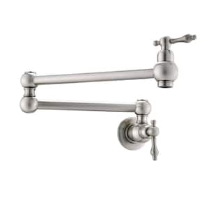ABA 2-Handle Mount Location Pot Filler Faucet with Level Handle in brushed nickel