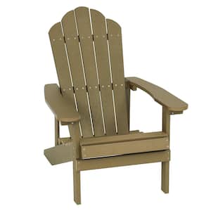 Teak HIPS Plastic Weather-Resistant Adirondack Chair for Outdoors (1-Pack)