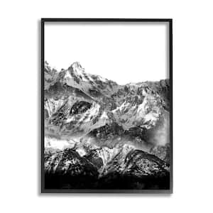 "Snow Cap Mountains High Contrast Black Landscape" by Shelley Lake Framed Print Nature Texturized Art 24 in. x 30 in.