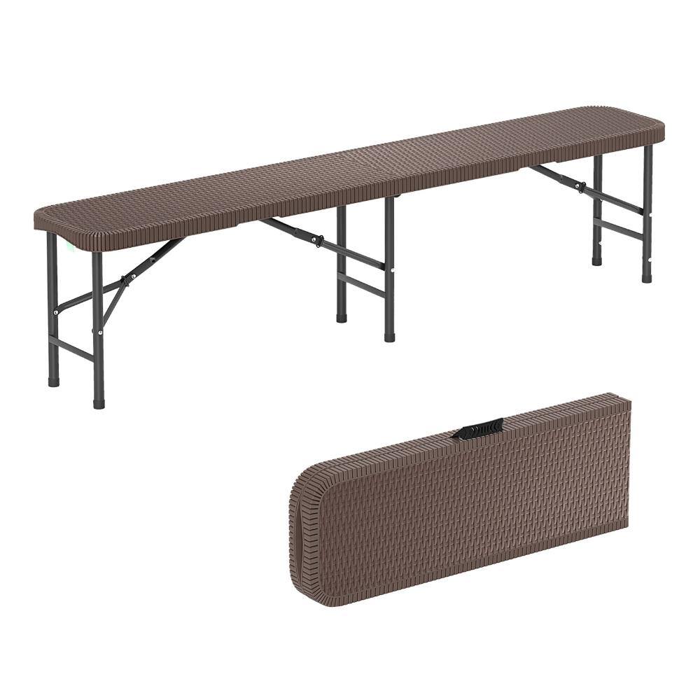 6 ft. HDPE Folding Bench with Carry Handle and 1320 lb. Capacity, Brown