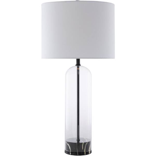 Artistic Weavers Nayoro 29 in. Black/Clear Indoor Table Lamp with White Drum Shaped Shade