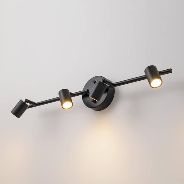 Sharon Matte Black 24.8 in. W Industrial 4-Light Rotatable Integrated Dimmable LED Vanity Light (Ceiling/Wall Mount)