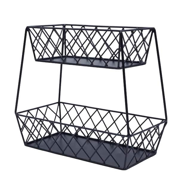 Gourmet Basics by Mikasa Grid Fruit Storage Basket, 2 Tier, Black