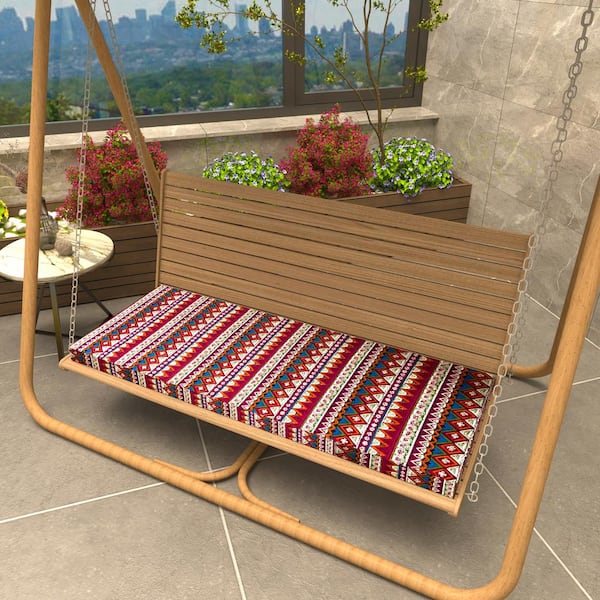 Blisstyle 48 x 18 Boho Rectangular Outdoor Bench Cushion in Red